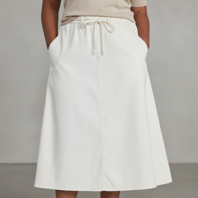 Time and Tru Women's Tie Waist Denim Midi Skirt, Sizes XS-XXXL
