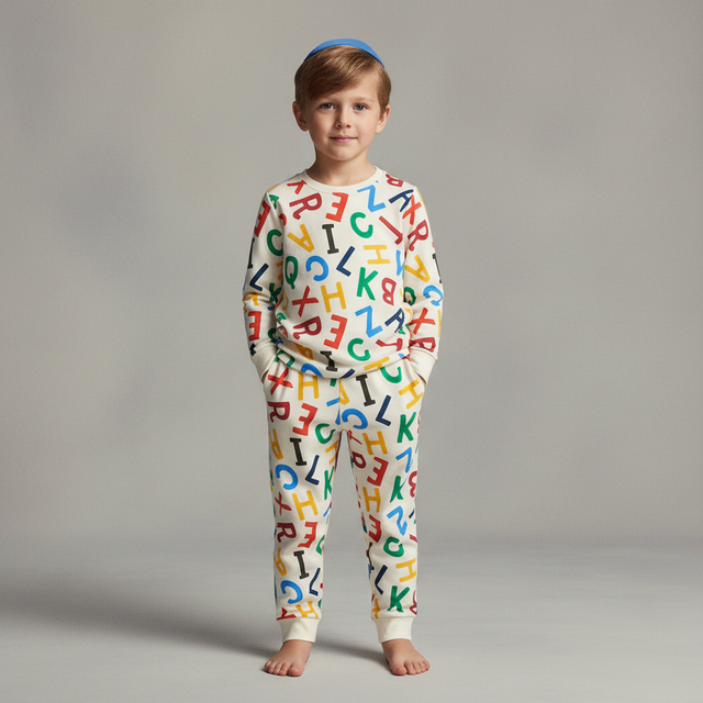 Unisex Alphabet Pajama Set for Toddler & Baby