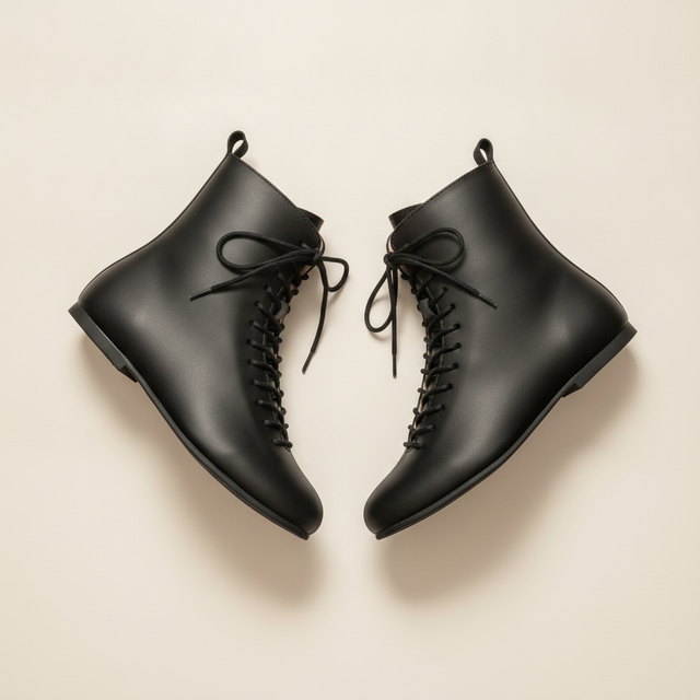 Perroquet Black Teen Leather Laced Boot
