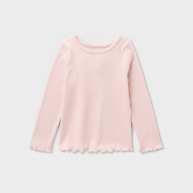 Toddler Girls' Solid Ribbed Long Sleeve T-Shirt