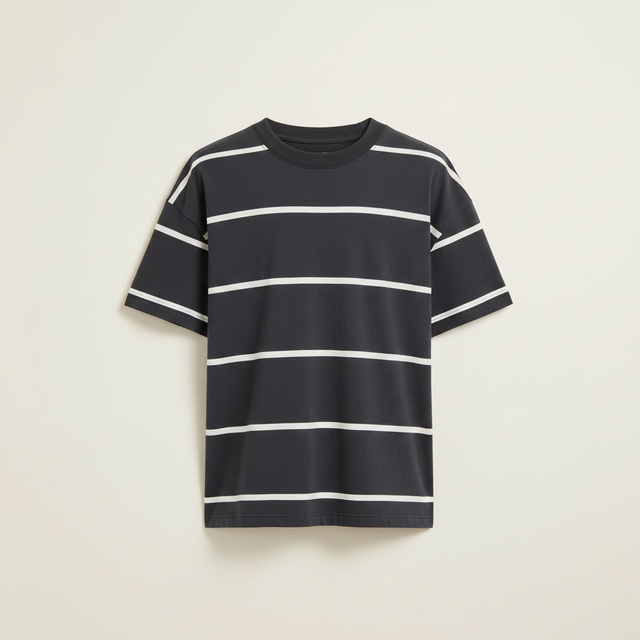 Boys' Short Sleeve Striped Oversized T-Shirt - Cat & Jack Charcoal Gray