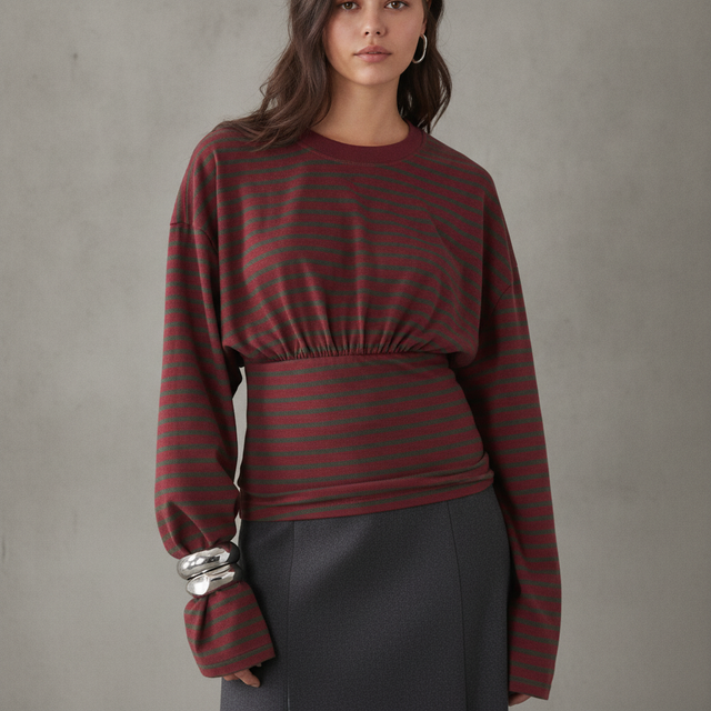 Lioness Exclusive Bloom Cotton Blend Long Sleeve Crew Neck Cinched