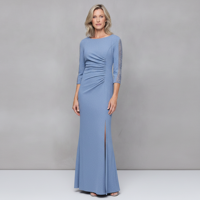 Petite Glitter Knit A-Line Gown