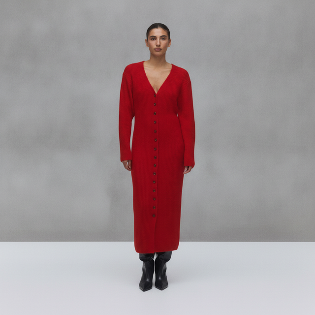 Women's Red Rib-Knit Dress