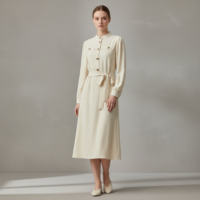 Inspire Beige Sleeve Long Dress