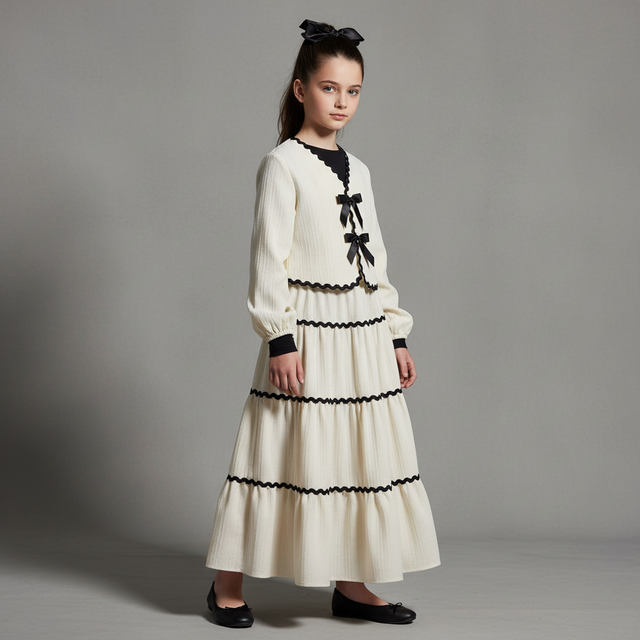 Elegant Girls' Midi Skirt Set-Tween