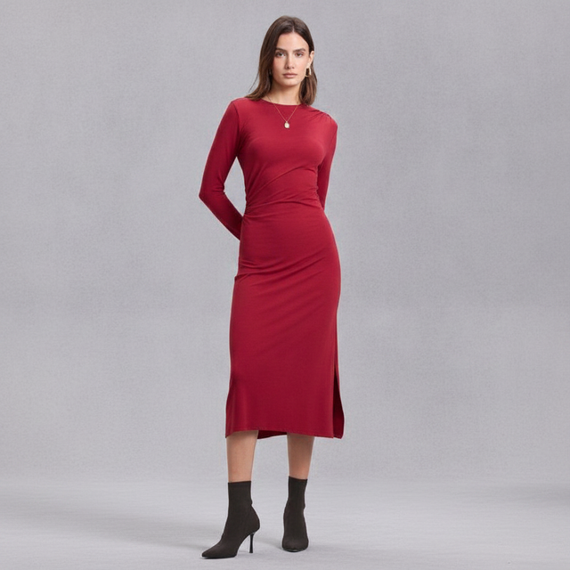 Women's Long Sleeve Twisted Midi Bodycon Dress