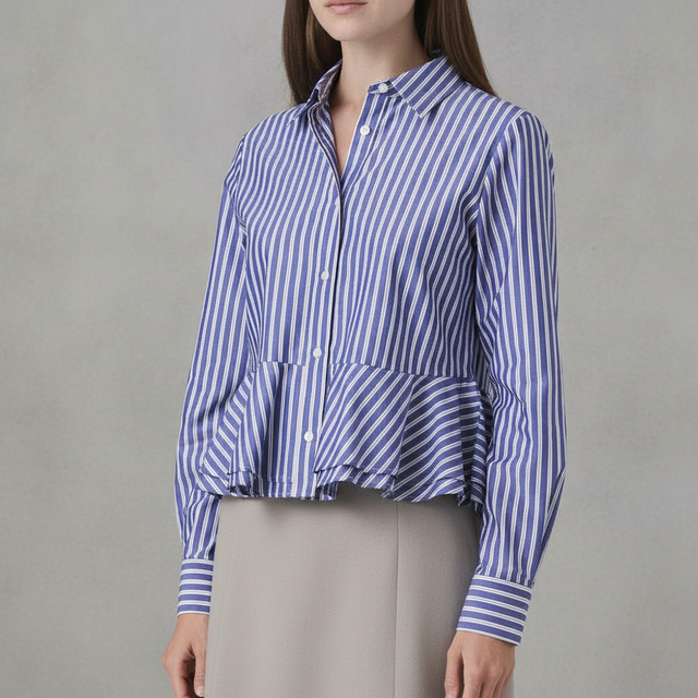 Striped Peplum Cotton Shirt