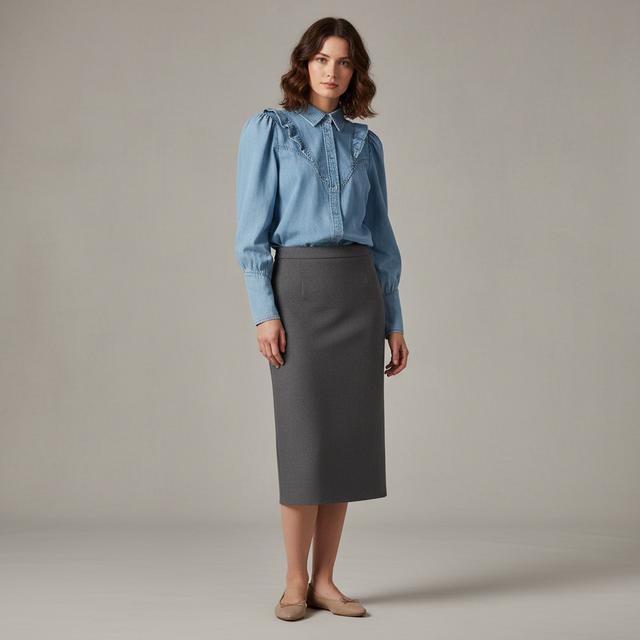Ruffle Chambray Shirt