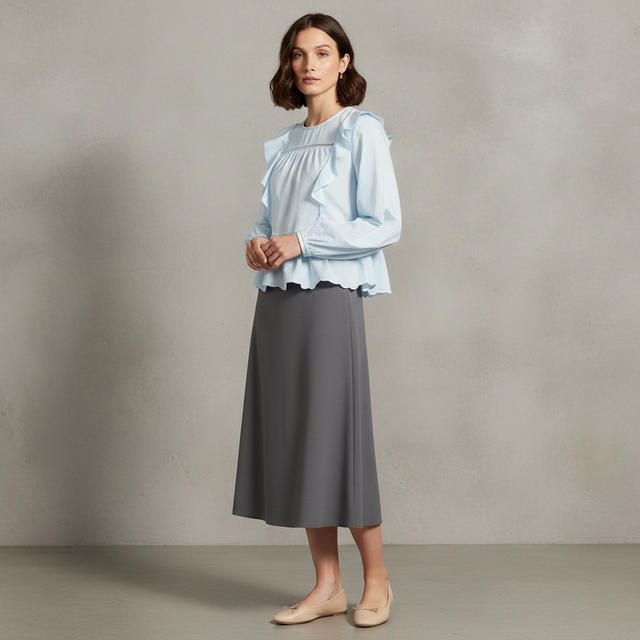 High-Neck Ruffle Peplum Top
