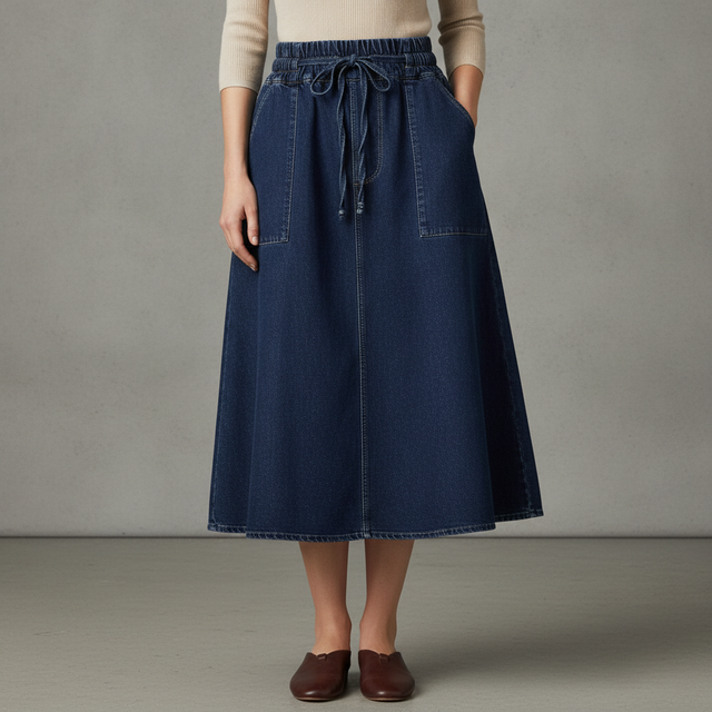 Kancy Denim Midi Skirt