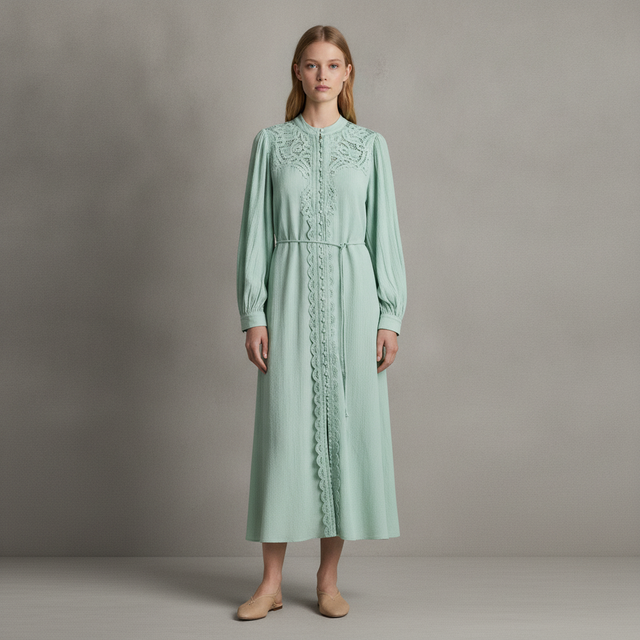 LACE-DETAIL COTTON DRESS