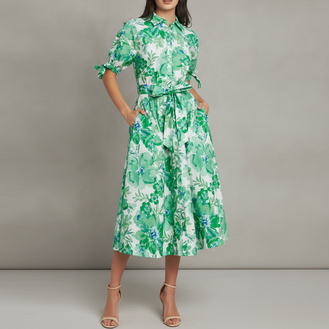 Floral Midi Shirtdress FLYING TOMATO