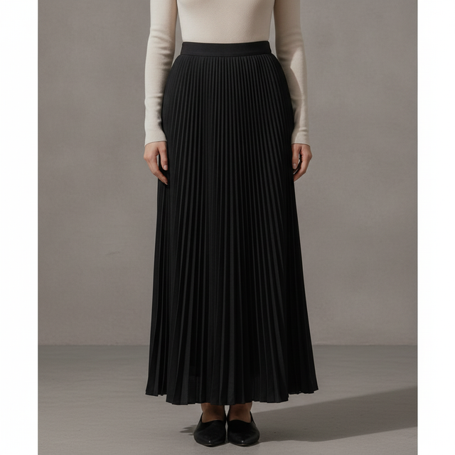 Ebossy Pleated Maxi Skirt