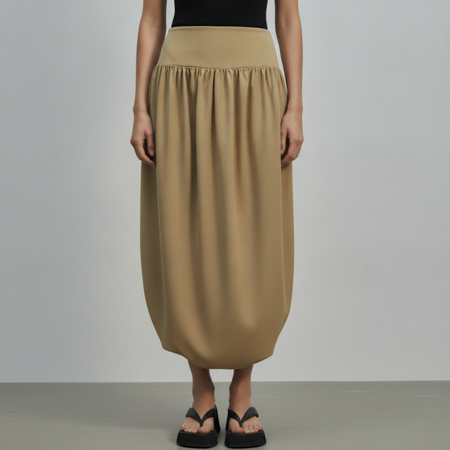 Women's Dark beige Bubble-Hem Tulip Skirt