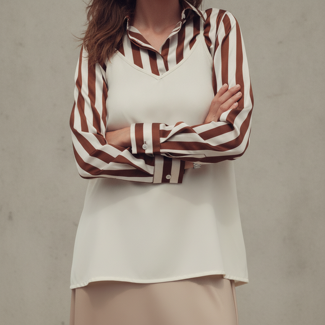 STRIPED SILKY BLOUSE