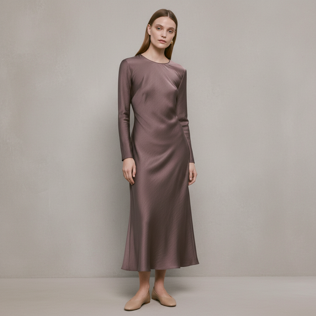 Long satin textured dress