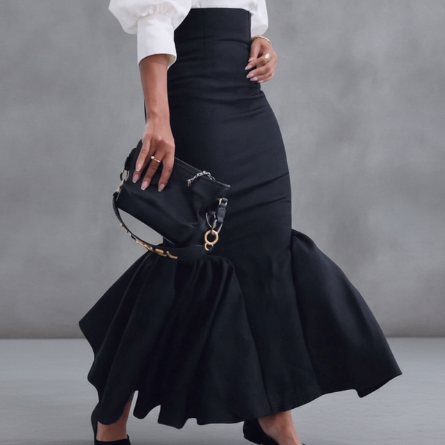 Gorglitter Ruffle Maxi Skirt