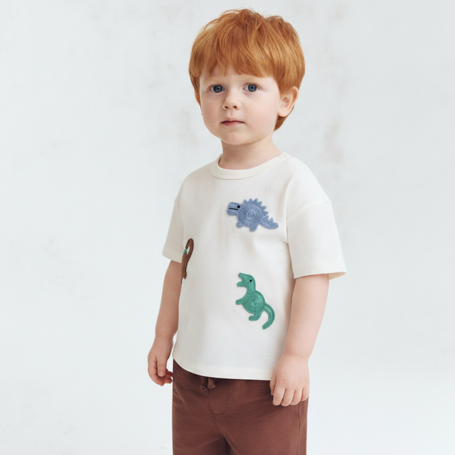 White/dinosaurs T-Shirt with Motif for kids