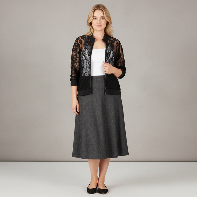 standards & practices Aria Lace Bomber Jacket
