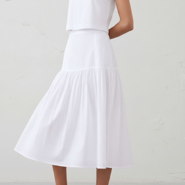 Tier Voile Midi Skirt