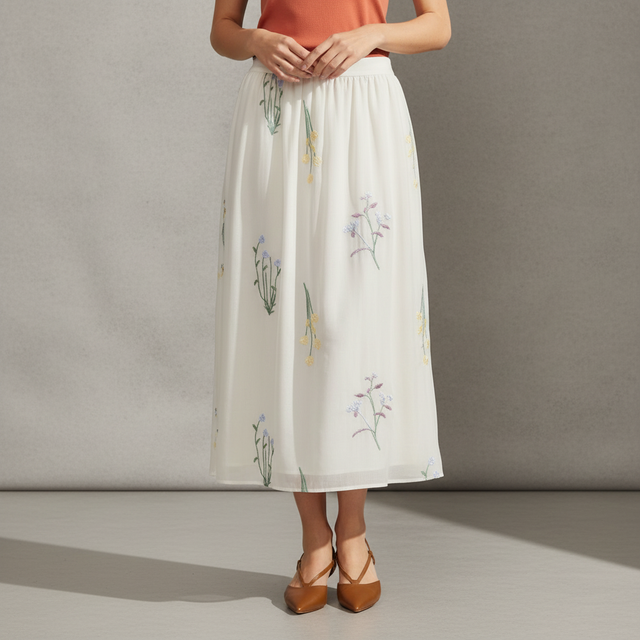 Embroidered Maxi Skirt