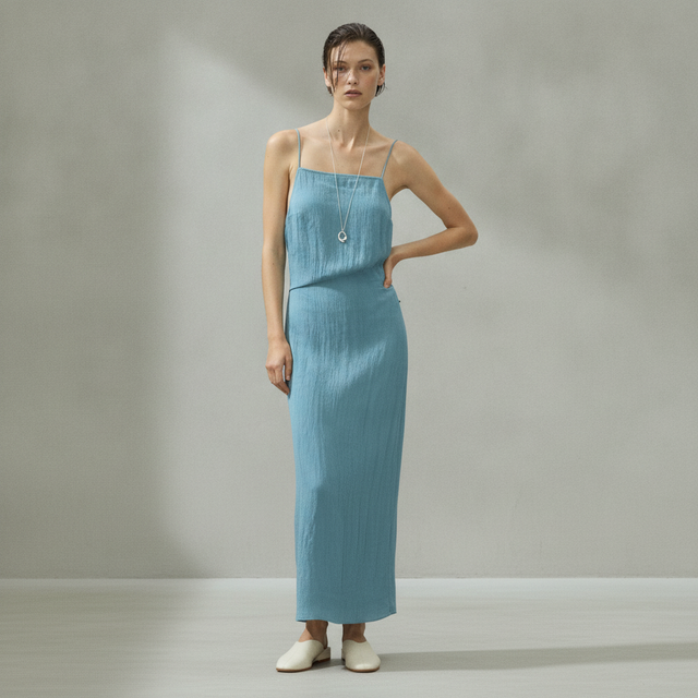 Women's Turquoise Low-Back Crêpe Dress
