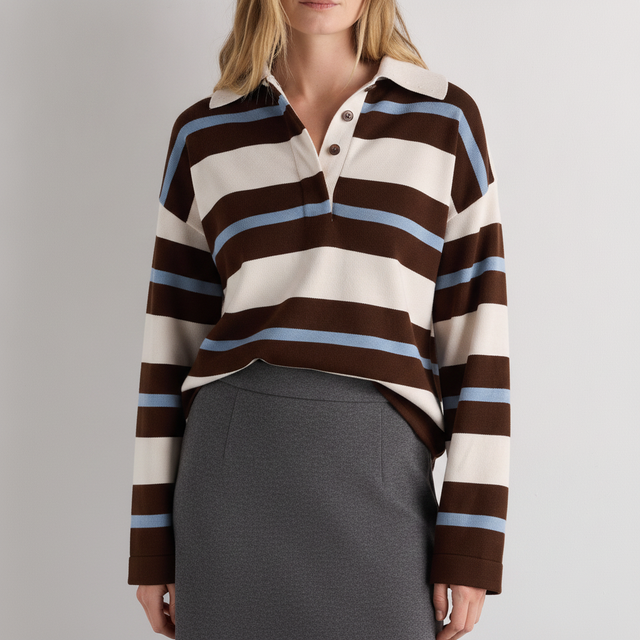 Cotton Cashmere Rugby Polo Sweater