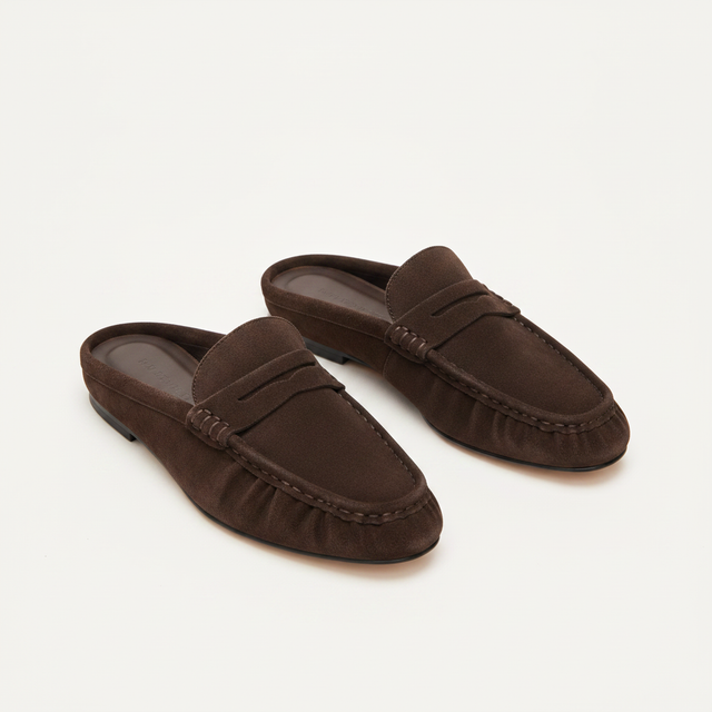Rafe Chocolate Brown Suede Slip-On Mule
