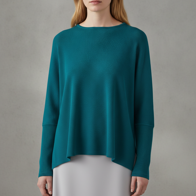 Dolman Sleeve Ribbed Top - Teal