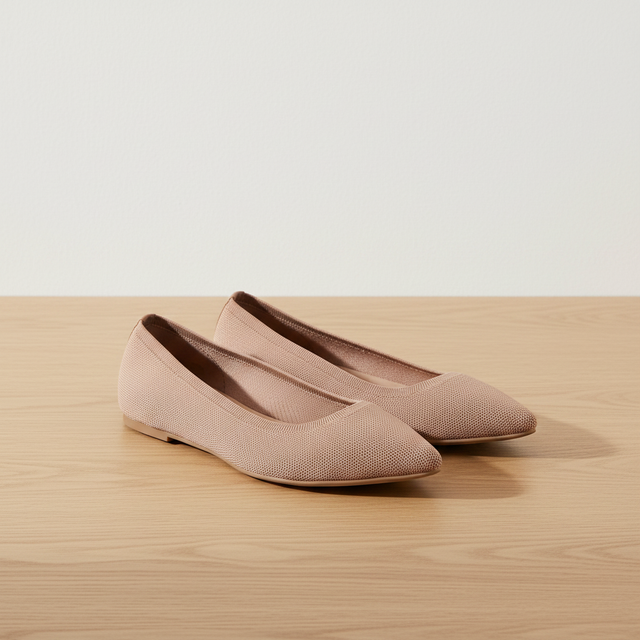 Soft-Knit Pointed-Toe Ballet Flats