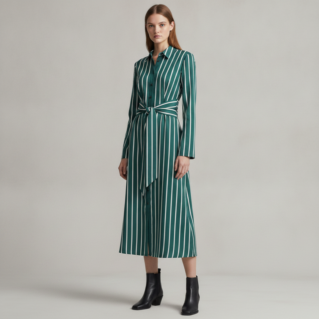 Striped Midi Shirt Dress