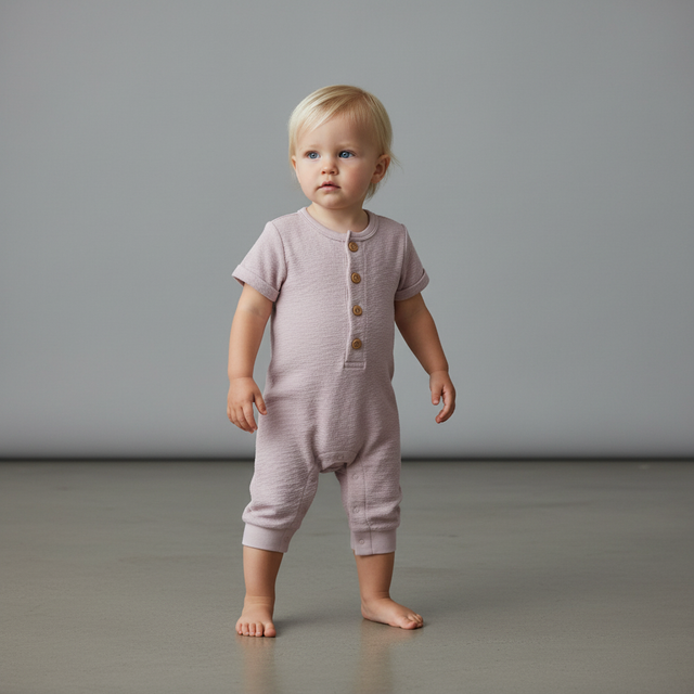 Modern Moments by Gerber Gender Neutral Short Sleeve Henley Romper, Sizes 0/3 Months