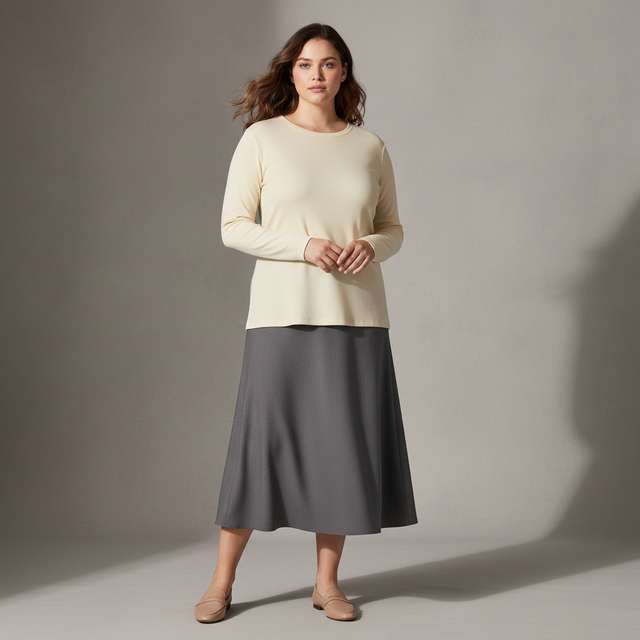 Women's Slim Fit Long Sleeve Ribbed Top - A New Day™ Cream 2X