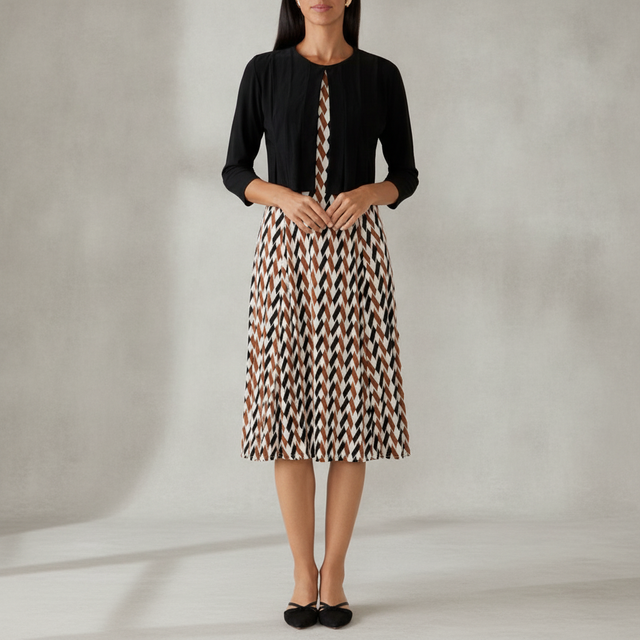Julian Taylor Women's 3/4 Sleeve Jacket and Print Dress Set
