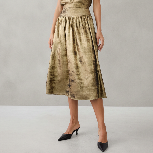 Metallic Midi Skirt