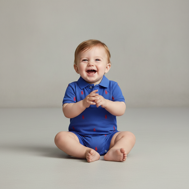 Polo Boys' Polo Pony Cotton Mesh Polo Shortall - Baby