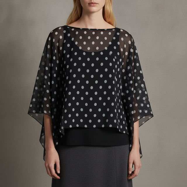 Mesh Cape - Black Polka Dot