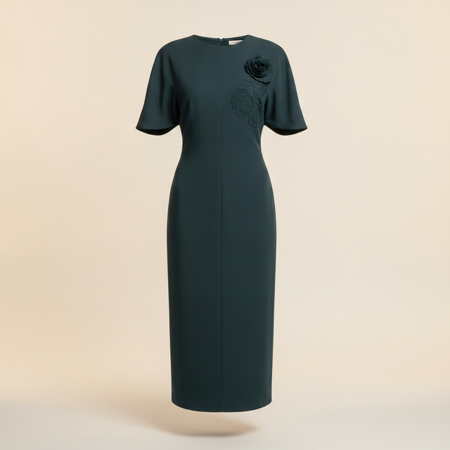 Maeve Ruched Short-Sleeve Midi Dress