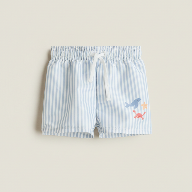 Light blue/whale Patterned Swim Shorts for kids