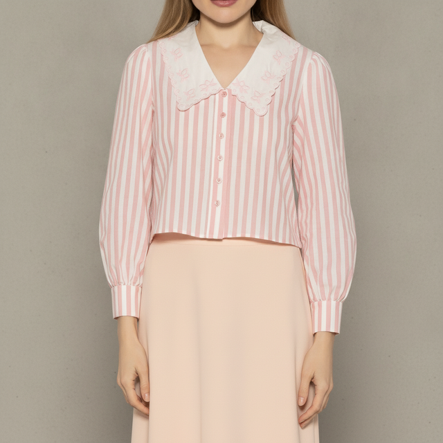Issey Embroidered Collar Button-Up Shirt Alexia Admor