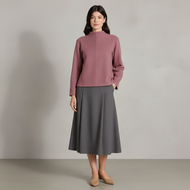 Women's Long Sleeve Brushed Mockneck Top - A New Day™ Mauve XL