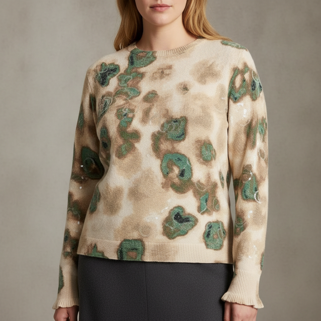 Camo Shine Round Neck Sweater PLUS SIZE