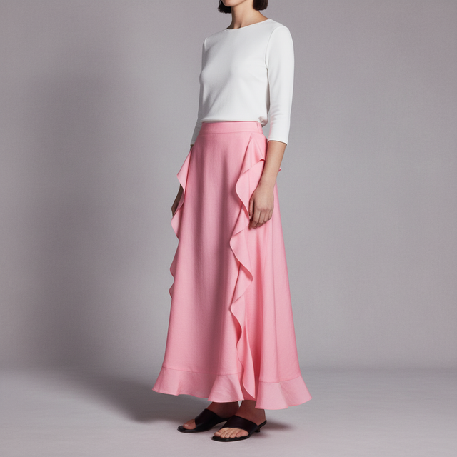 Women's Pink Flounced Skirt
