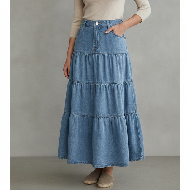 Emmiol Denim Vintage Maxi Skirt