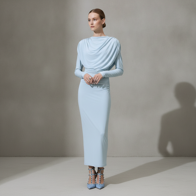 DRAPED JERSEY DRESS
