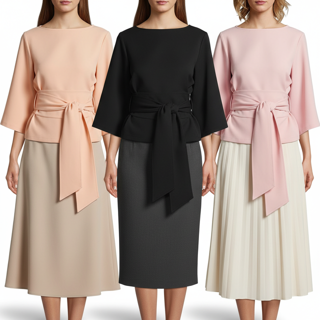 ZOCPEONY Waist Belted Blouse