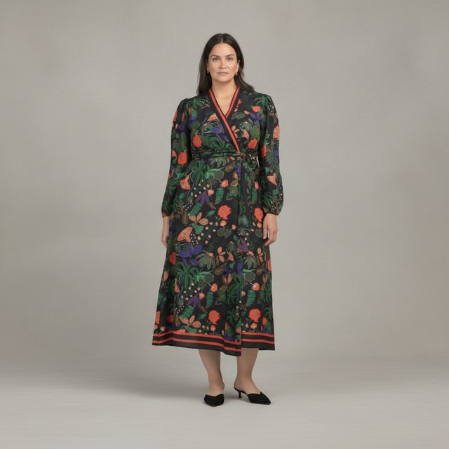 CELINA MOON Plus Floral Wrap Maxi Dress