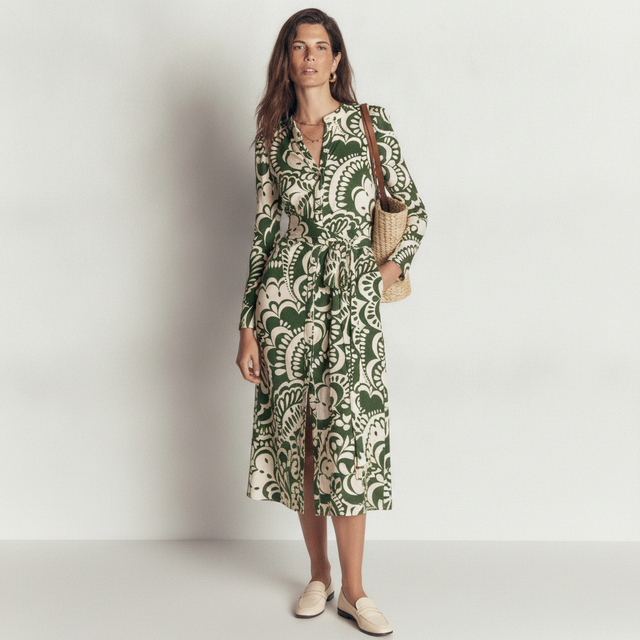 Honor Column Jersey Midi Dress-Chive, Flourishing Medley