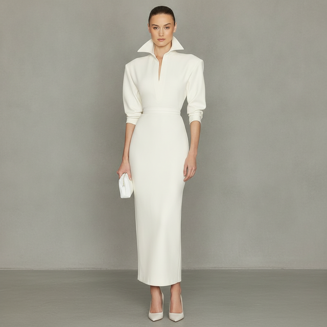 The Margaux Polo Dress in Thick Crepe
